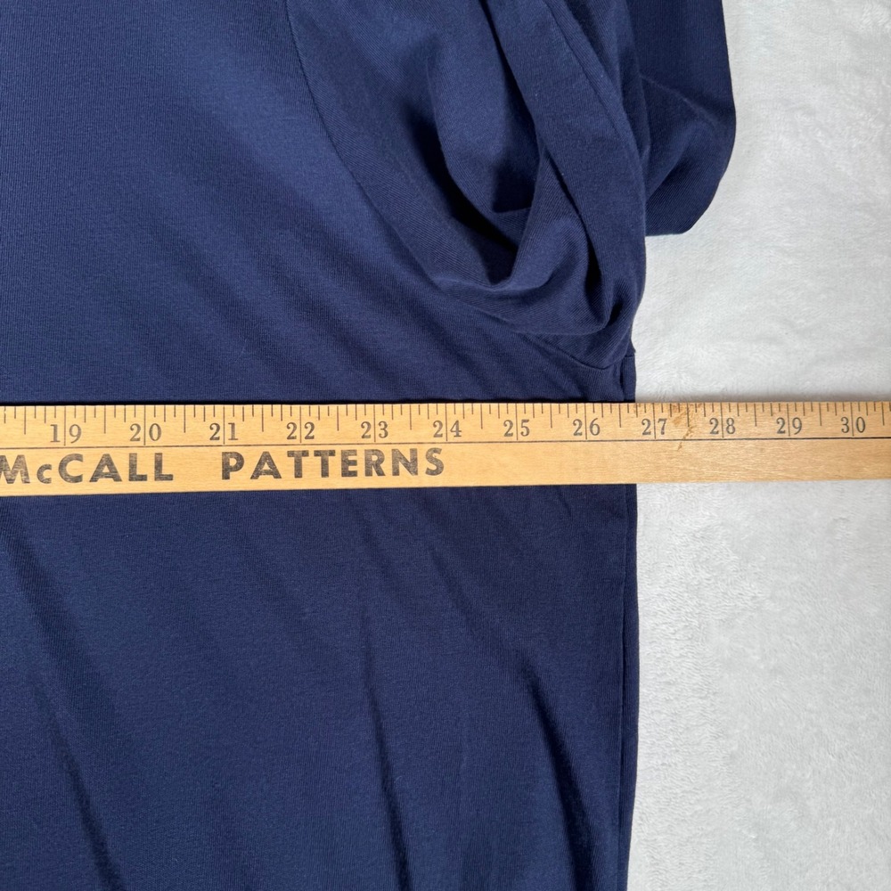 Woman Within Navy‎ Blue Long Sleeve Polo Shirt Tunic 100% Cotton 2X 26/28 - Picture 7 of 9